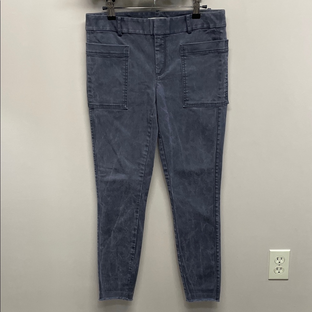 NWOT Loft Marisa Denim Skinny Pants Patch Pocket Frayed Hem Utility 4